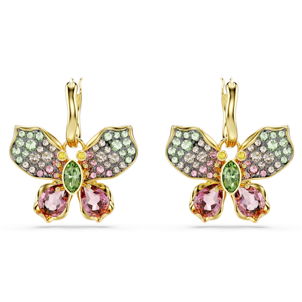 Swarovski Idyllia Mixed Cuts, Pave, Multicoloured Butterfly Earrings. Gold Plated