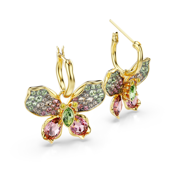 Swarovski Idyllia Mixed Cuts, Pave, Multicoloured Butterfly Earrings. Gold Plated