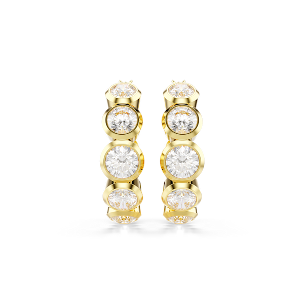 Swarovski Imber Round Cut Bezel Set Hoop Earrings Gold Plated