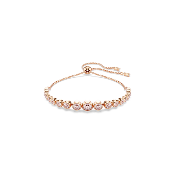 Swarovski Imber Pink Round Cut Graduated Tennis Bracelet Rose Gold Plated