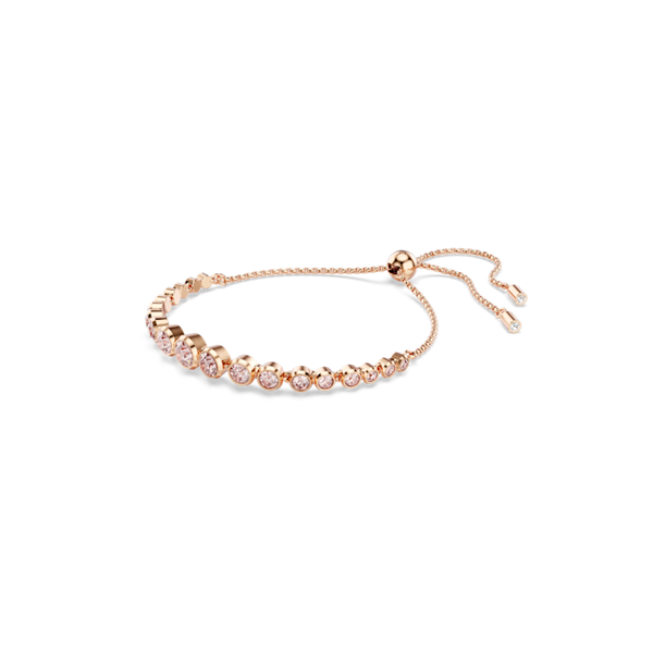 Swarovski Imber Pink Round Cut Graduated Tennis Bracelet Rose Gold Plated