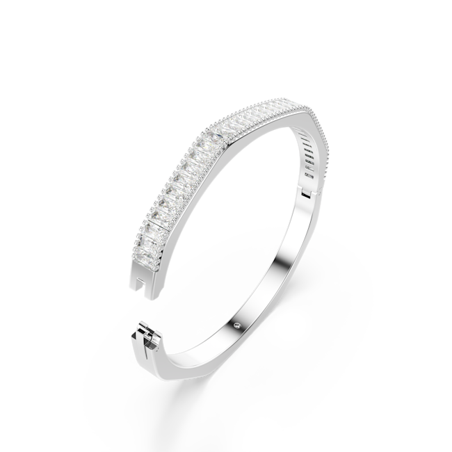 Swarovski Rhodium Plated Matrix Baguette Cut Bangle 5720621