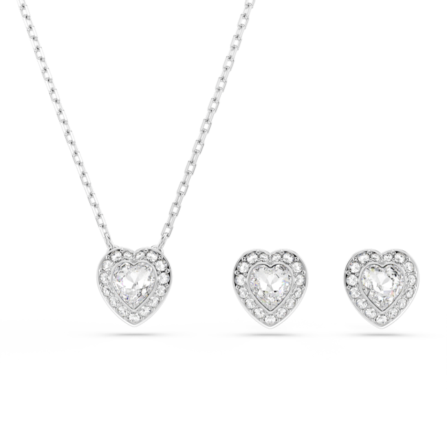 Swarovski Ariana Grande 2025 Capsule Collection: Angelic Heart Pendant and Earring Set Rhodium Plated