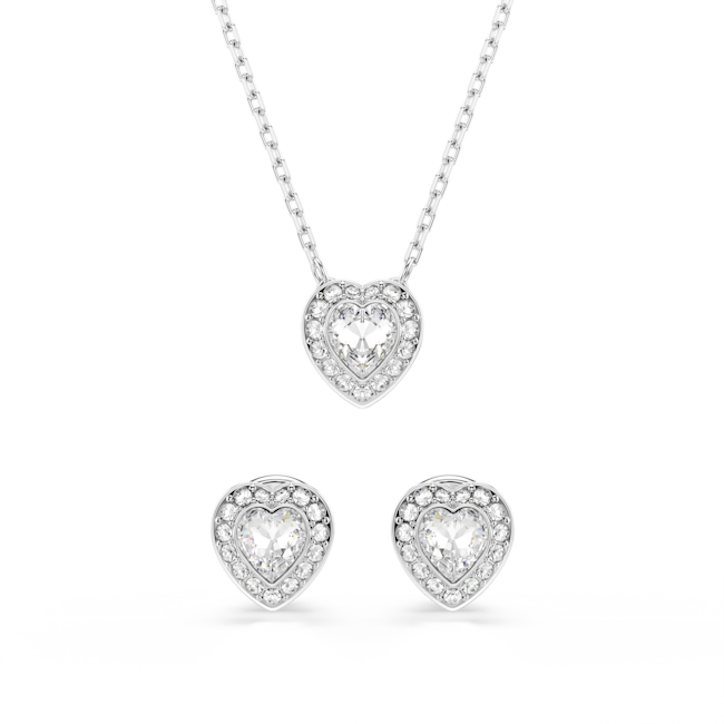 Swarovski Ariana Grande 2025 Capsule Collection: Angelic Heart Pendant and Earring Set Rhodium Plated