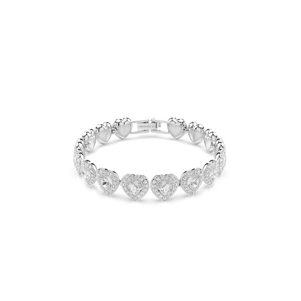 The Swarovski Ariana Grande Angelic Heart Bracelet, a silver rhodium plated bracelet from Swarovski, available at OD’s Jewellers in St Helens