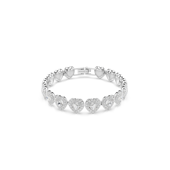 The Swarovski Ariana Grande Angelic Heart Bracelet, a silver rhodium plated bracelet from Swarovski, available at OD’s Jewellers in St Helens