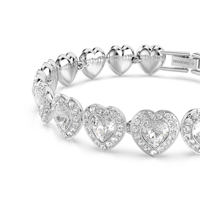 The Swarovski Ariana Grande Angelic Heart Bracelet, a silver rhodium plated bracelet from Swarovski, available at OD’s Jewellers in St Helens