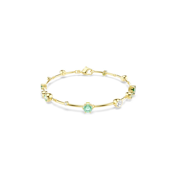 Swarovski Constella bracelet Mixed cuts, Green, Gold-tone plated