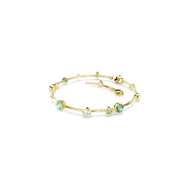 Swarovski Constella bracelet Mixed cuts, Green, Gold-tone plated