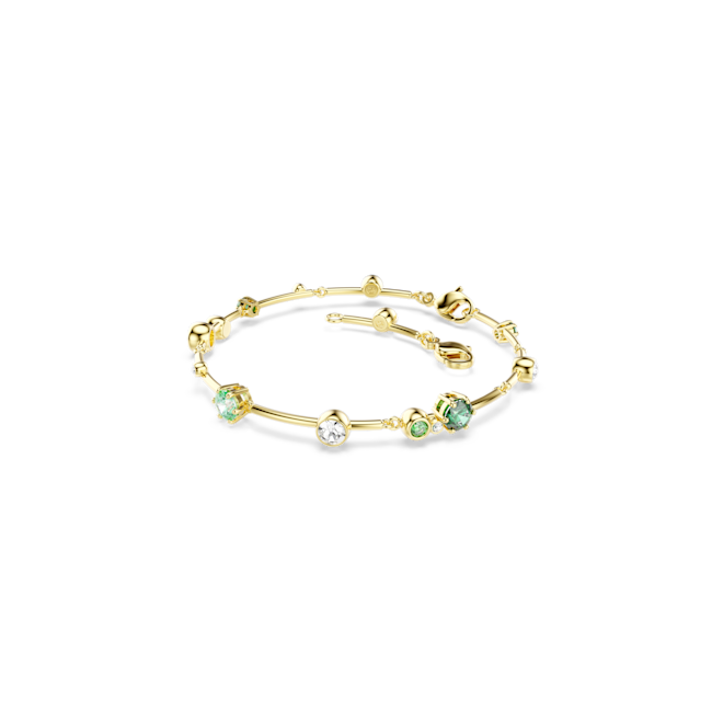 Swarovski Constella bracelet Mixed cuts, Green, Gold-tone plated