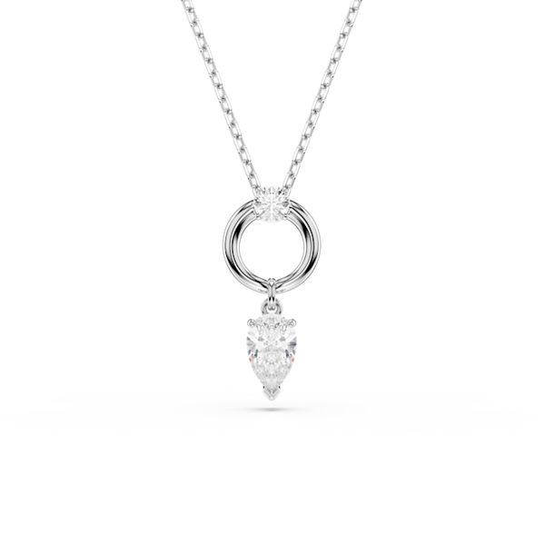 Swarovski Mesmera Pendant Pear Cut, White, Rhodium Plated