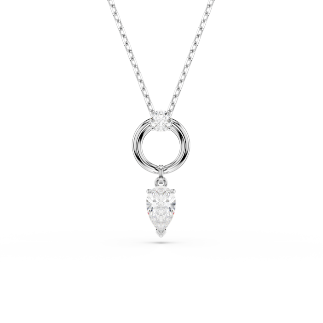 Swarovski Mesmera Pendant Pear Cut, White, Rhodium Plated
