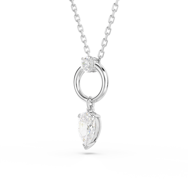 Swarovski Mesmera Pendant Pear Cut, White, Rhodium Plated