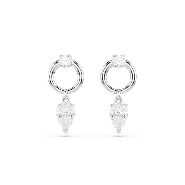 Swarovski Mesmera Drop Earrings Mixed Cuts, White, Rhodium plated