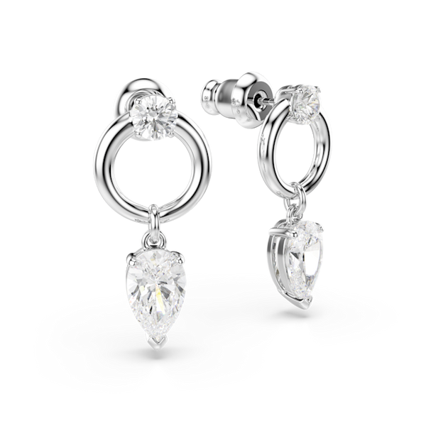 Swarovski Mesmera Drop Earrings Mixed Cuts, White, Rhodium plated