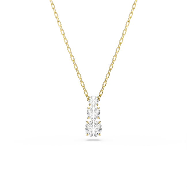 Swarovski Stilla Attract Pendant White Round Cut Gold