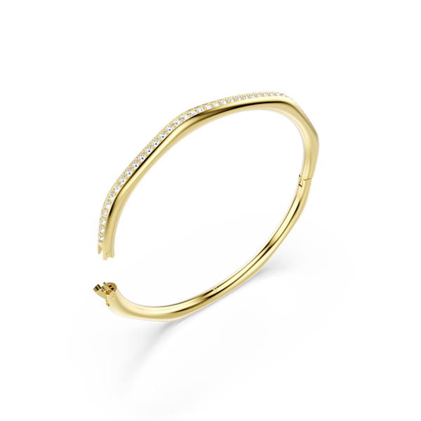 Swarovski Dextera Bangle Octagon Shape, Round Cut, White, Gold Plated