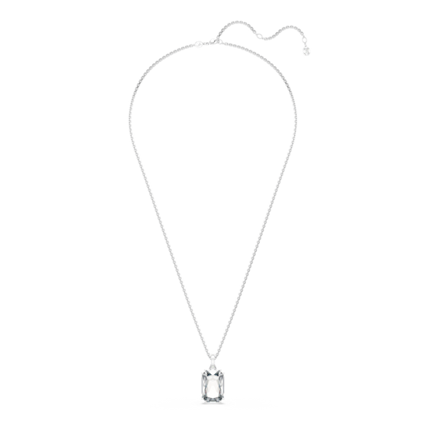 Swarovski Millenia Octagon Cut Pendant And Long Chain Rhodium Plated