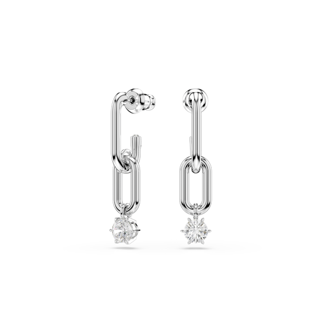 Swarovski Constella Drop Earrings Round Cut, White, Rhodium plated