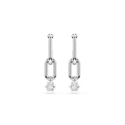 Swarovski Constella Drop Earrings Round Cut, White, Rhodium plated
