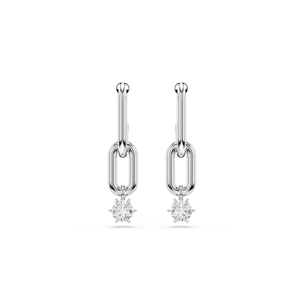 Swarovski Constella Drop Earrings Round Cut, White, Rhodium plated