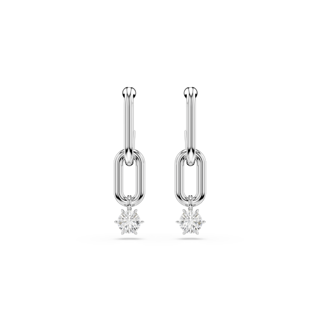 Swarovski Constella Drop Earrings Round Cut, White, Rhodium plated