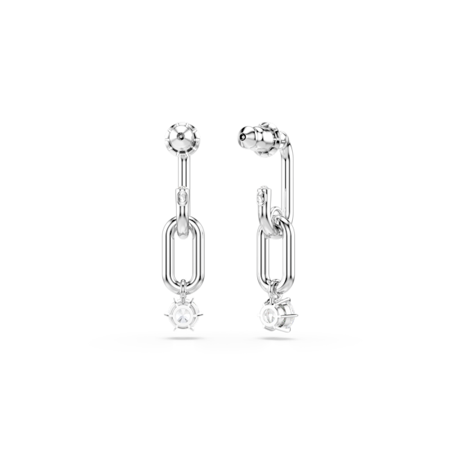 Swarovski Constella Drop Earrings Round Cut, White, Rhodium plated