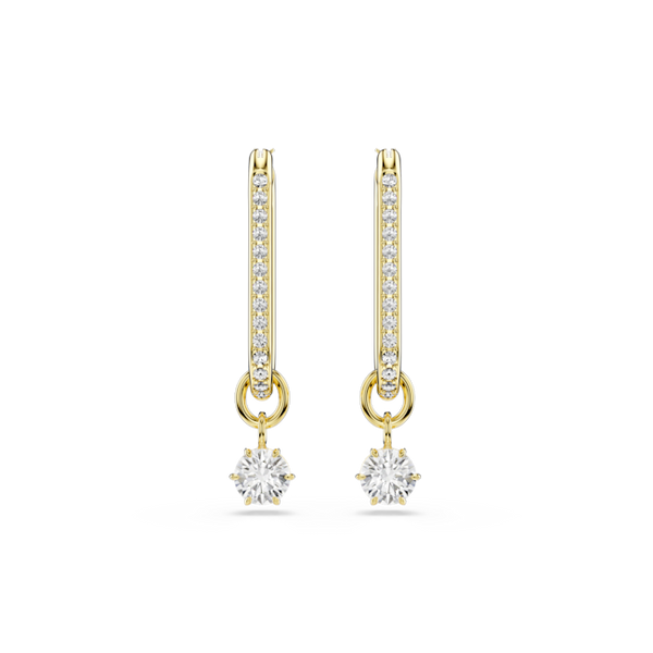 Swarovski Constella Drop Earrings Round Cut, White, Gold-tone Plated