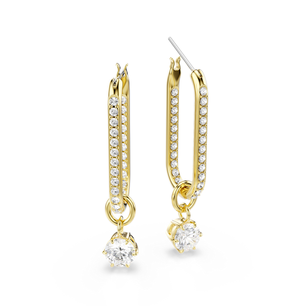 Swarovski Constella Drop Earrings Round Cut, White, Gold-tone Plated