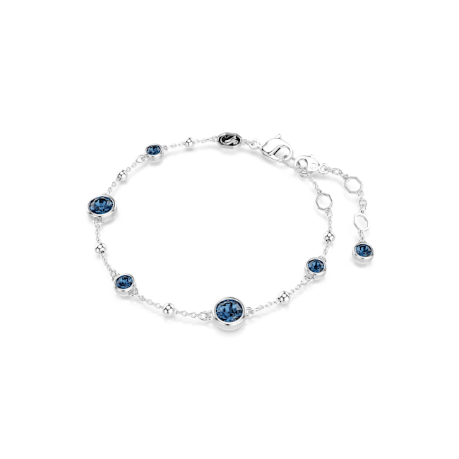 Swarovski Imber Bracelet Round Cut, Blue, Rhodium Plated