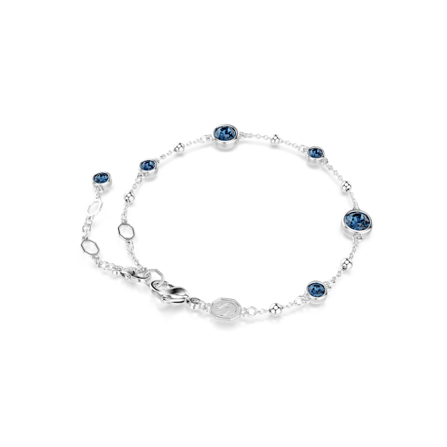 Swarovski Imber Bracelet Round Cut, Blue, Rhodium Plated