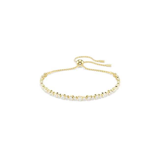 Swarovski Matrix Tennis Bracelet Round Cut, White, Gold-tone Plated