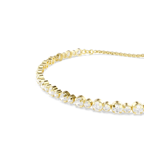 Swarovski Matrix Tennis Bracelet Round Cut, White, Gold-tone Plated