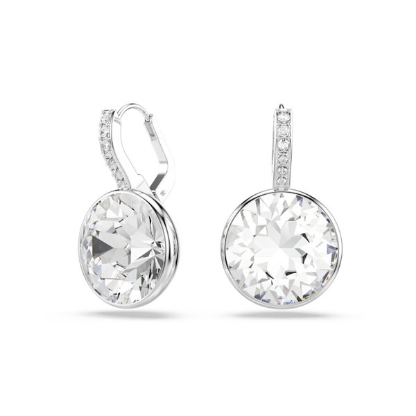 Swarovski Matrix Drop Round Cut Crystal Earrings Rhodium Plated