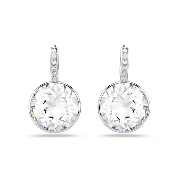 Swarovski Matrix Drop Round Cut Crystal Earrings Rhodium Plated