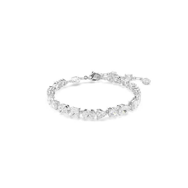 Close-up of the Swarovski Mesmera bracelet showcasing its mixed-cut crystals and rhodium-plated setting.