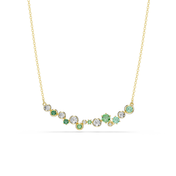 Swarovski Constella Necklace Mixed Cuts, Green, Gold Plated