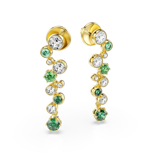 Swarovski Constella Green Drop Earrings Gold Plated