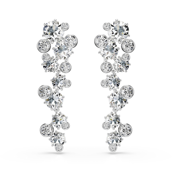 Swarovski Constella Drop Earrings Mixed Cuts, White, Rhodium Plated