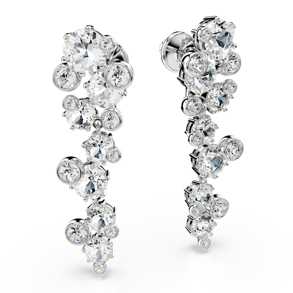 Swarovski Constella Drop Earrings Mixed Cuts, White, Rhodium Plated
