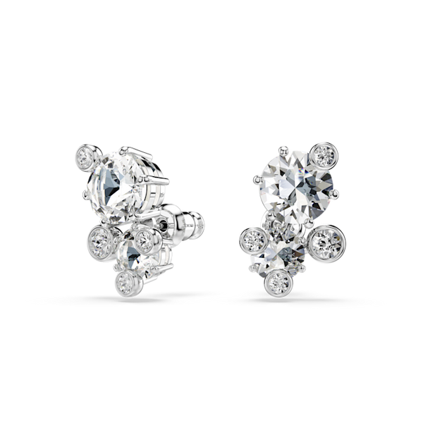Swarovski Constella Stud Earrings Mixed Cuts, White, Rhodium