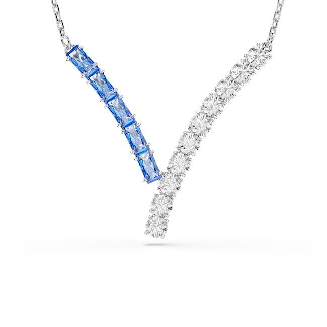 Swarovski Matrix Pendant Mixed cuts, Blue, Rhodium plated