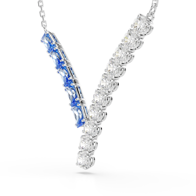 Swarovski Matrix Pendant Mixed cuts, Blue, Rhodium plated