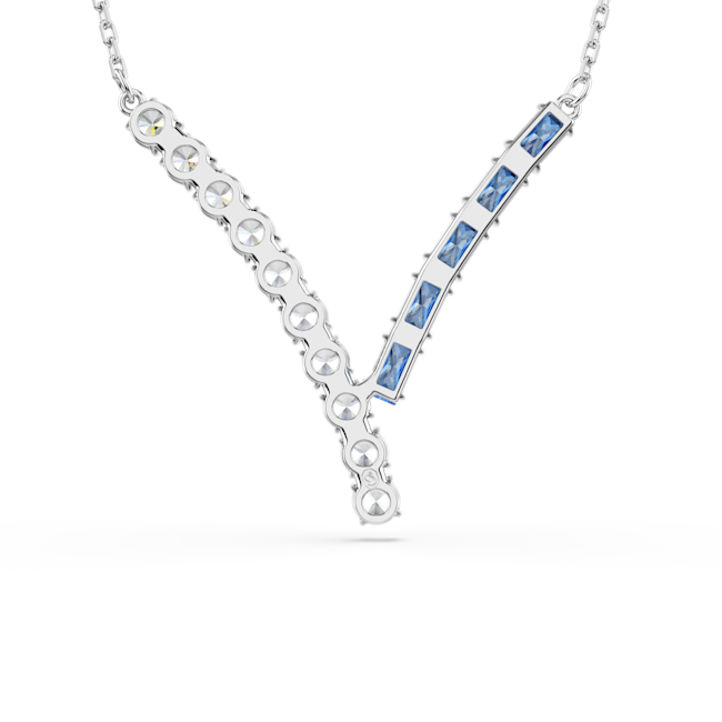 Swarovski Matrix Pendant Mixed cuts, Blue, Rhodium plated