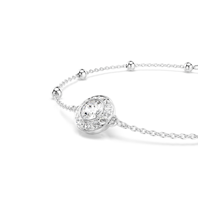Swarovski Una Angelic Round Cut White Bracelet, Rhodium plated