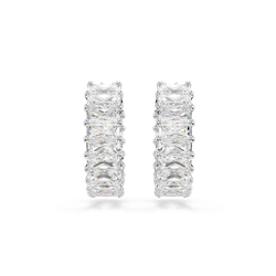 Swarovski Matrix Hoop Earrings Baguette Cut, White, Rhodium plated