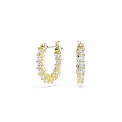 Swarovski Matrix Vittore Hoop Earrings Round Cut, White, Gold-tone plated by Swarovski