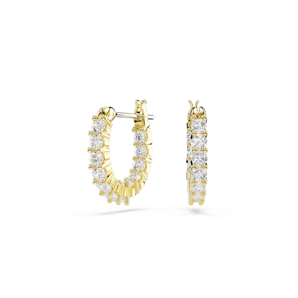 Swarovski Matrix Vittore Hoop Earrings Round Cut, White, Gold-tone plated by Swarovski