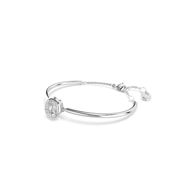 Swarovski Dextera Bangle Round Cut, White, Rhodium plated