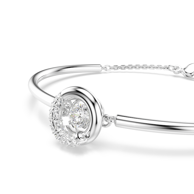 Swarovski Dextera Bangle Round Cut, White, Rhodium plated